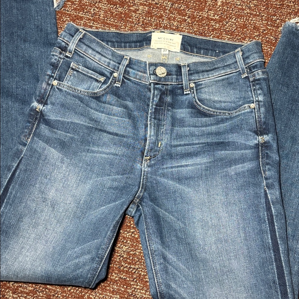 McGuire medium wash frayed hem cropped denim size 27
